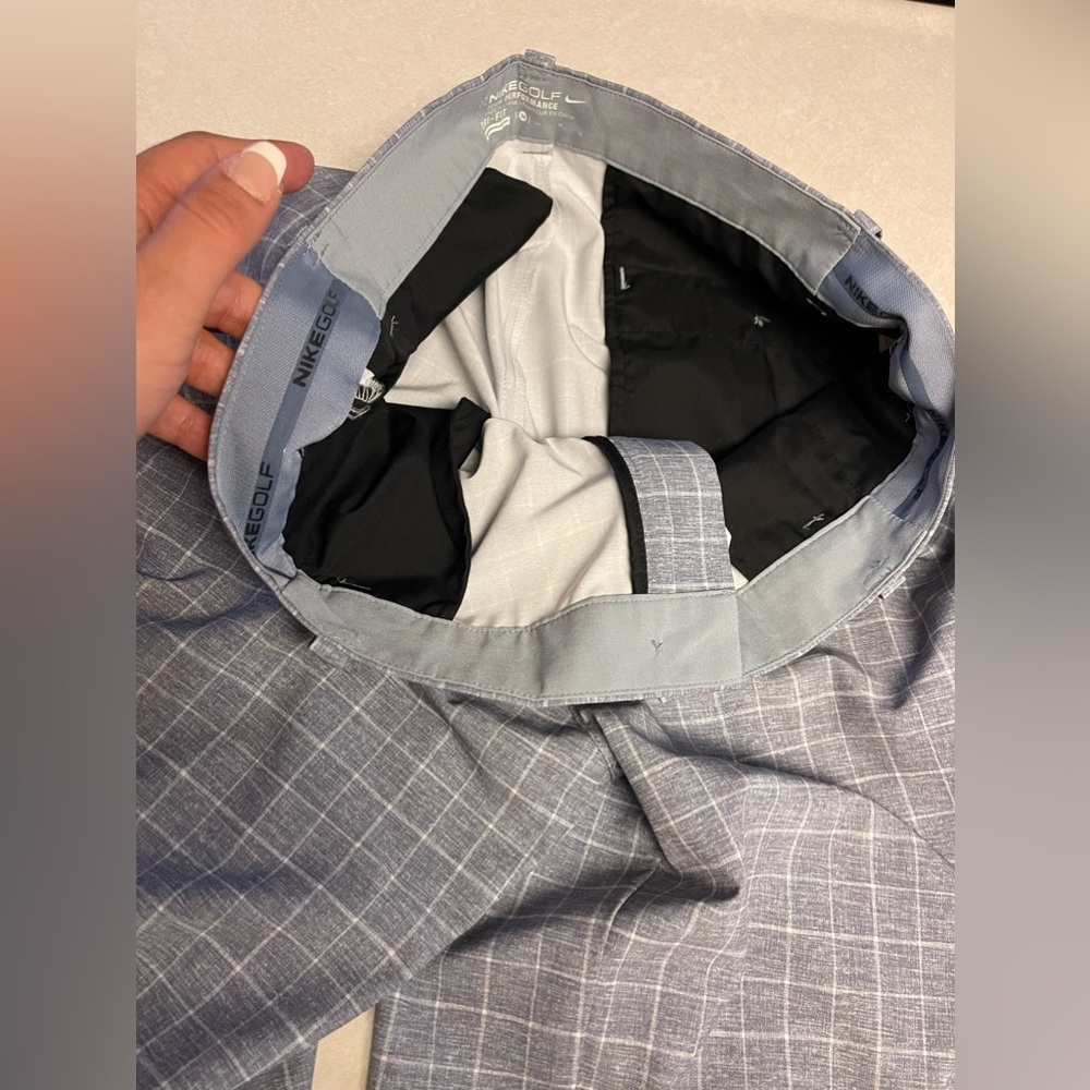 NIKE GOLF PLAID 5 POCKETS DRI-FIT PERFORMANCE SHORTS GRAY MEN'S SIZE 34 - Picture 7 of 8